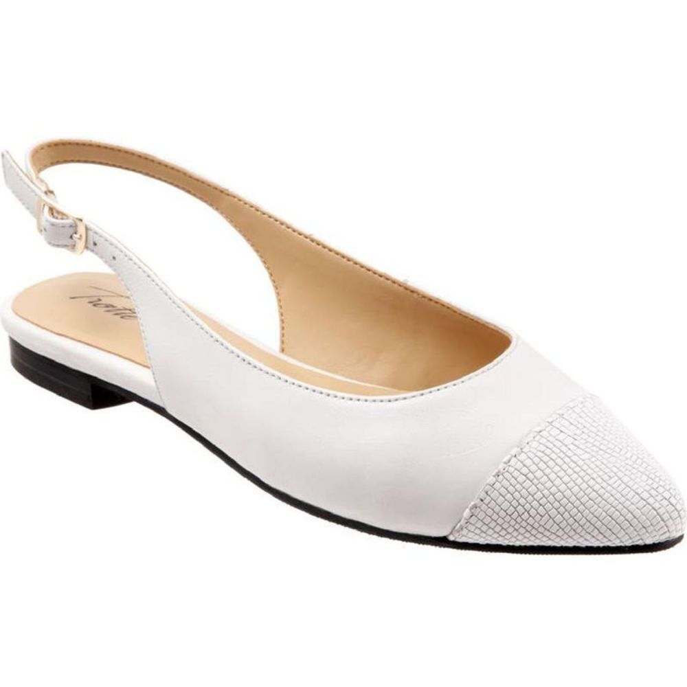Trotters Womens Halsey White Leather Embossed Slip On Slingbacks Shoes NWT